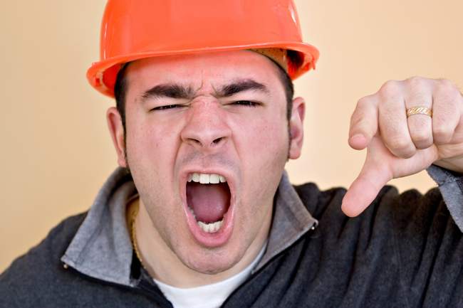 This Construction Worker Is Pointing And Yelling His Head Off At Someone